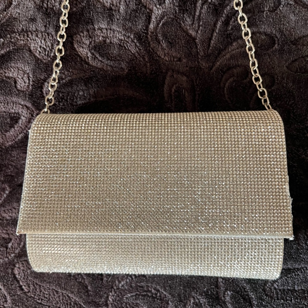 Windsor Shimmering Gold Clutch with Chain